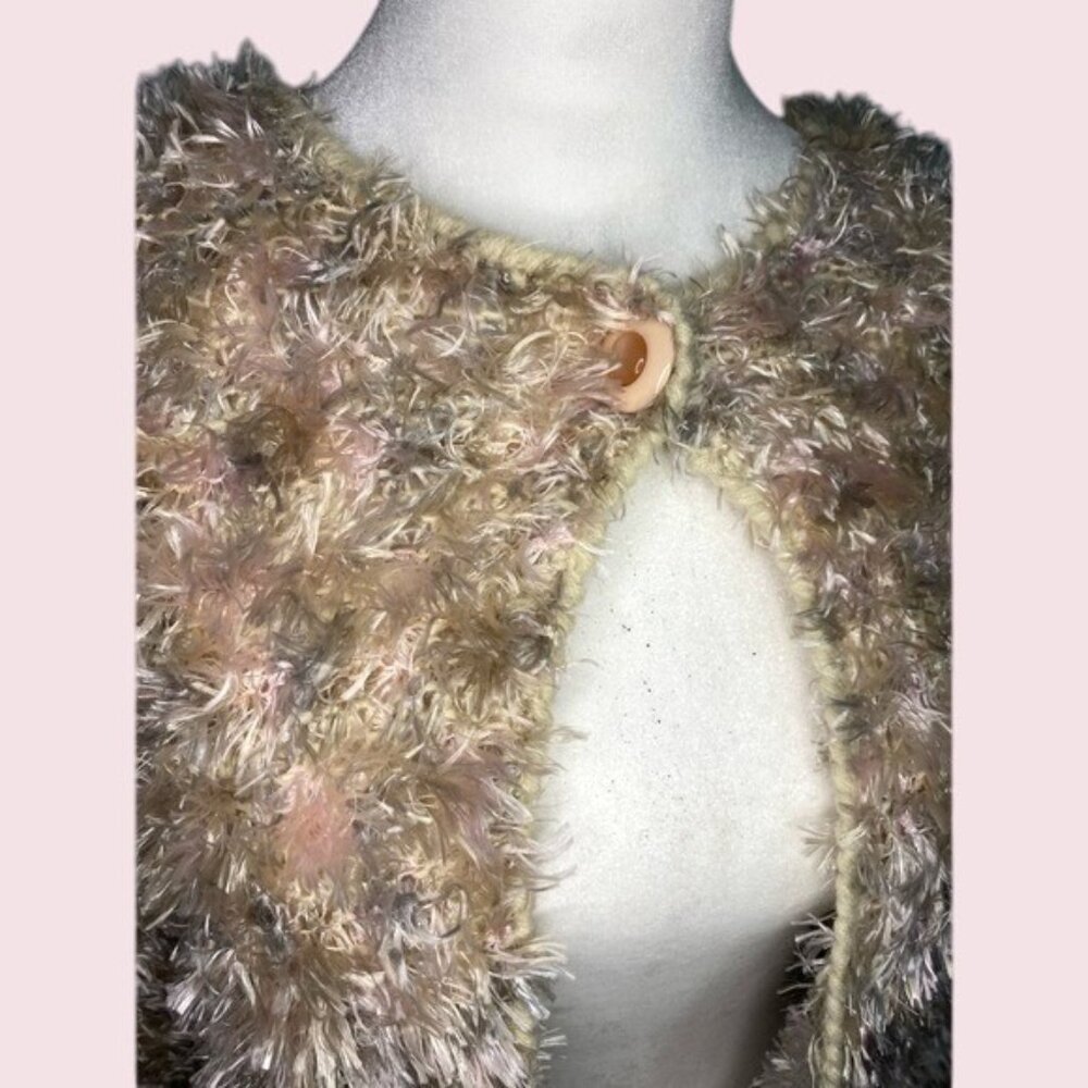 Sideffects Womens Faux Fur Cardigan Sweater Medium Made In Hong Kong